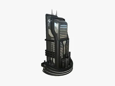 SciFi Building A07 Black - Sci Fi Exterior Design Low-poly 3D model