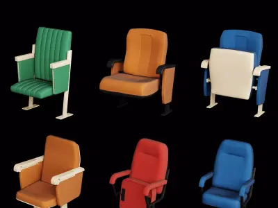 Cinema Theater Seating Chair Pack PBR Game Ready Low-poly 3D model