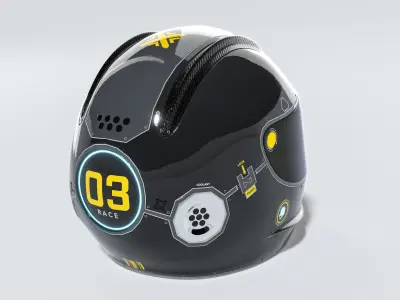 Sci-Fi Motorcycle Helmet Low-poly 3D model