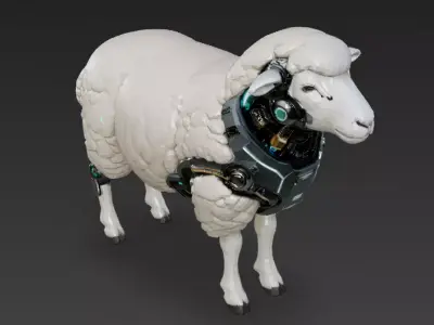 Cyber Sheep Creature Model Low-poly 3D model