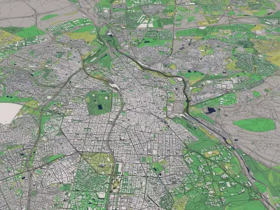 Madrid Spain 25x25km City Map 3D model