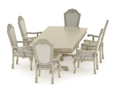 Suzi 7 Pieces Extendable Dining Set Astoria Grand Set 3D model