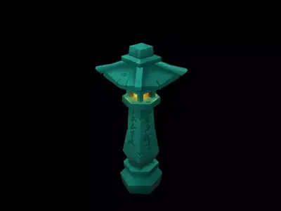 Cartoon bottom mold hand-painted game stone lamp Free low-poly 3D model
