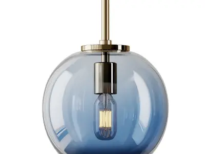 1-Light Single Globe Pendant Clear  Blue and Amber By Casamotion 3D model