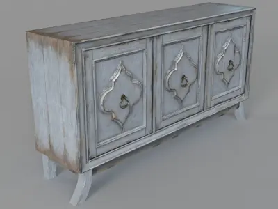 Three Door Media Console 3D model