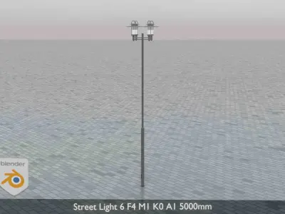 Street Light 6 F4 M1 K0 A1 5000mm Low-poly 3D model