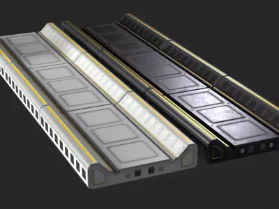 Space Sci-Fi Hallway modular kit Low-poly 3D model