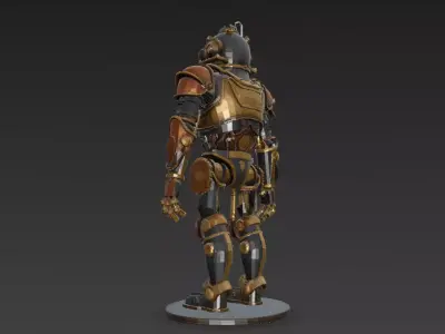 Steampunk Robot PBR 3D Model 3D model