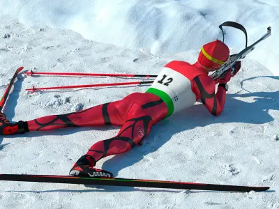  Biathlon Skier Athlete Rigged 