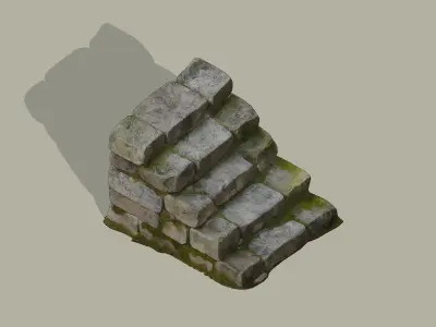 Stone staircase Low-poly 3D model
