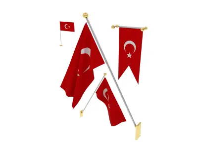 Flags of Turkey 3D model