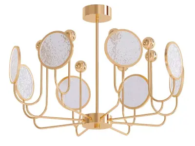 AK822 gold chandelier with circular mirrors 3D model