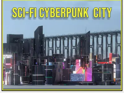 Sci Fi Cyberpunk City Buildings Futuristic  3D model