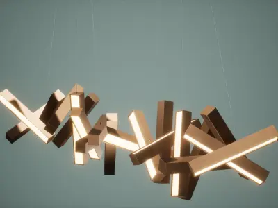 Chandelier Low Poly Game Ready pendant light - person Low-poly 3D model