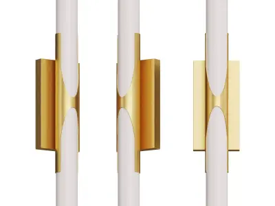 Wide Gold LED Bath Light 3D model