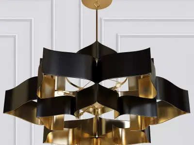 Grand Lotus Black Chandelier 3D model