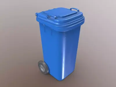 Plastic Waste Bin Blue 120 Liters 936x550x482 Low-poly 3D model