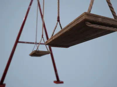 Metal animated swing  Low-poly 3D model