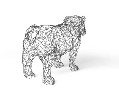 Bulldog Wireframe Low-poly 3D model