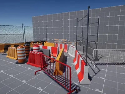 Traffic Barriers and Barricades URP HDRP Low-poly 3D model