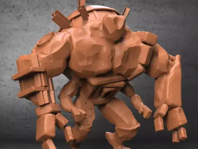 Golem humanoid Low-poly 3D model