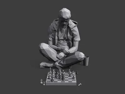 Street Chessplayer Low-poly 3D model