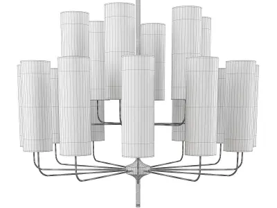 Brass and Blue Glass Tube Chandelier Low-poly 3D model