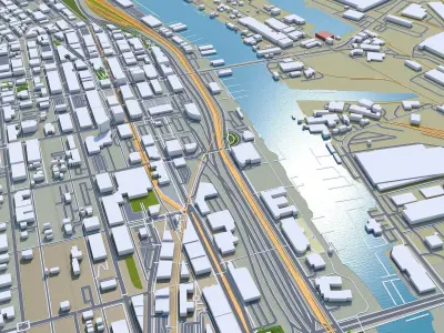 Tacoma Washington USA 50km Low-poly 3D model