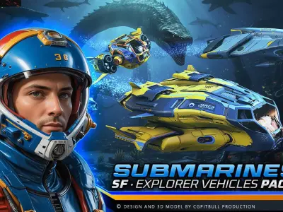 SUBMARINES Explorer PACK Low-poly 3D model