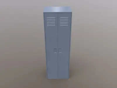 PBR School Gym Locker 09 - Grey Low-poly 3D model