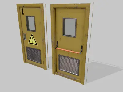 Laboratory door yellow Low-poly 3D model