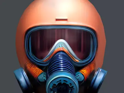 Gas mask helmet scifi Low-poly character art game space  Low-poly 3D model shop