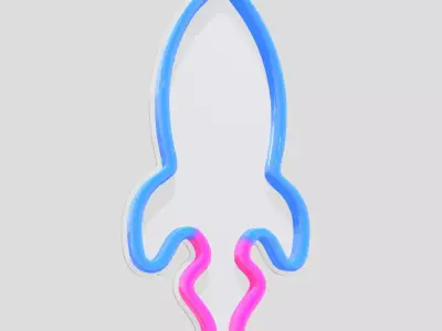 Neon Sign Rocket Low-poly 3D model