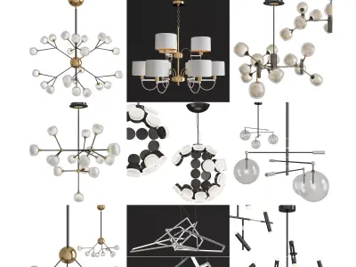 Chandelier low poly 3d models collection 10 pieces Low-poly 3D model Low-poly