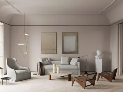 Minimalist living room 3D model buy