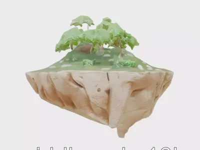 Floating Eco Island with Autonomous Ecosystem Model Low-poly 3D model