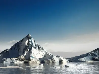 Icebergs icescape snow ice polar pole ocean water sea arctic  3D model