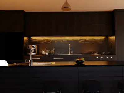 blender modern kitchen 3D model