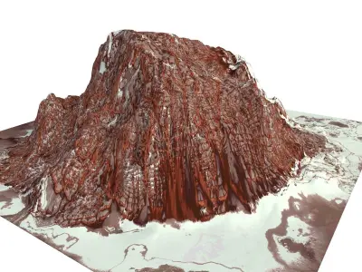 Red Snow ICE Mountain Canyon Desert Low Poly Terrain Rock 5 Low-poly 3D model