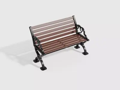 Wooden Park Bench Low-poly 3D model