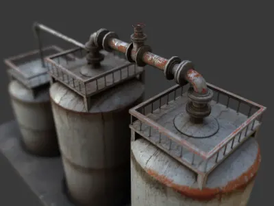 PBR Storage Tank Low-poly 3D model