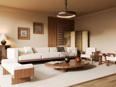 Modern living room 3D model 3D model
