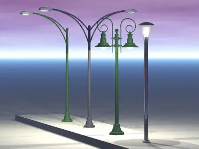 Street lamps set 3D model