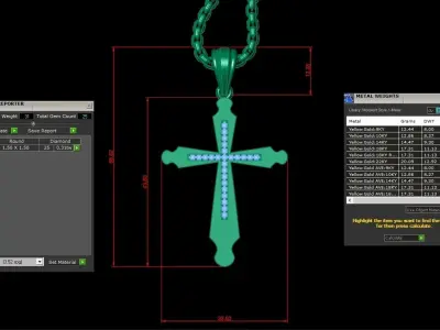 High Cross Pendant Light Gold 18K 3CP006 3D print model