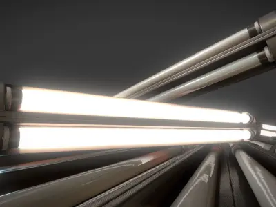 Fluorescent Neon Lamp - Wall-Lamp 3 - Low-Poly Version Low-poly 3D model