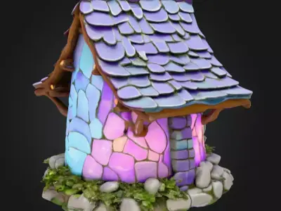 Magical Crystal House Low-poly 3D model