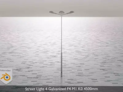 Street Light 4 Galvanized F4 M1 K0 4500mm Low-poly 3D model