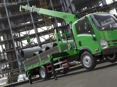  Crane Truck Manipulator with Concrete Pipes 