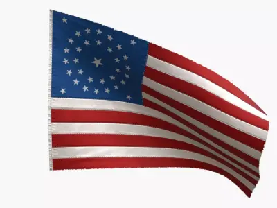 US Flag 34 Stars 1861 Low-poly 3D model