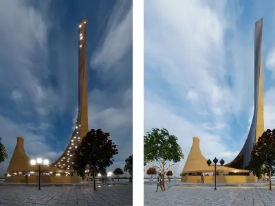Dancing Tower 3D Model  Architectural Maquette rendering 3D model